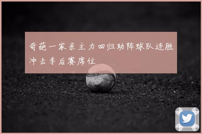奇葩一家亲主力回归助阵球队连胜冲击季后赛席位